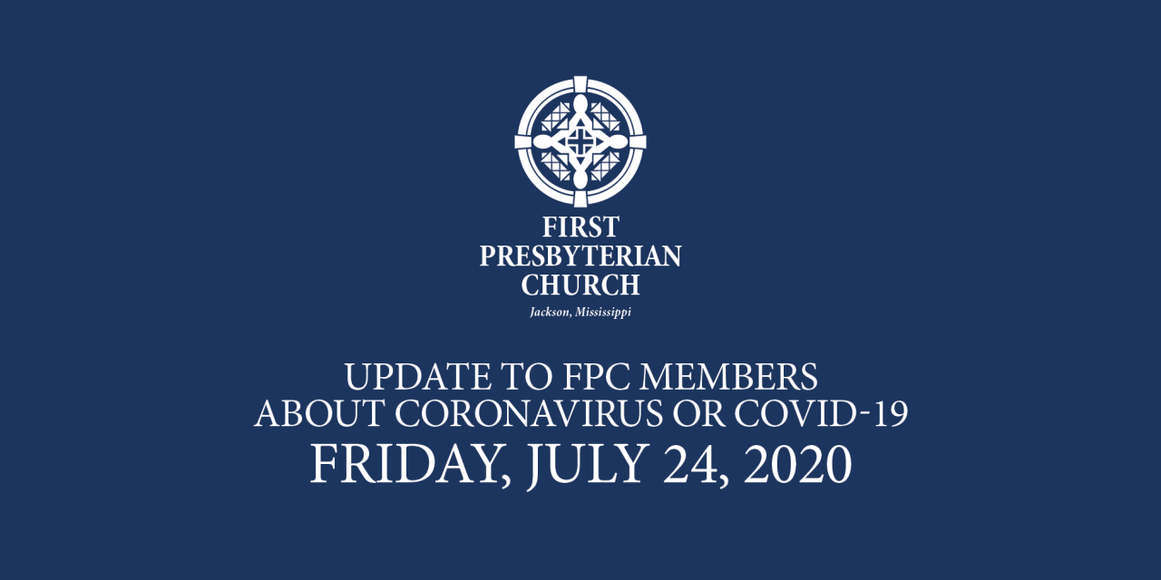 COVID-19 Update from First Presbyterian Church in Jackson