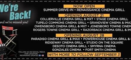 Malco Theatres Share Their Opening Schedule